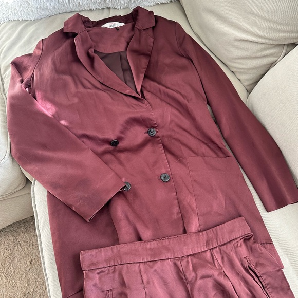 Sleeping With Jacques Silk Tuxedo Suit Chocolate Brown US 4 S - Picture 1 of 7